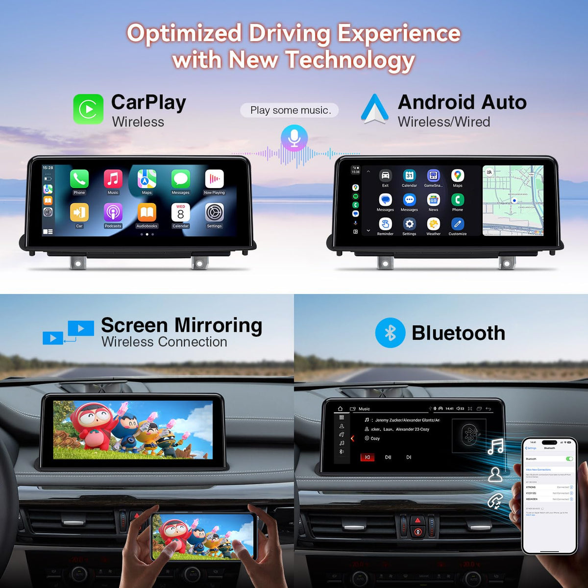 XTRONS 10.25 Inch Android 14 Car Stereo for BMW X5 F15 / X6 F16 (2014-2017) NBT System, IPS Touch Screen 4+64GB Car Radio GPS Navigation Support Wireless CarPlay Android Auto 4G LTE