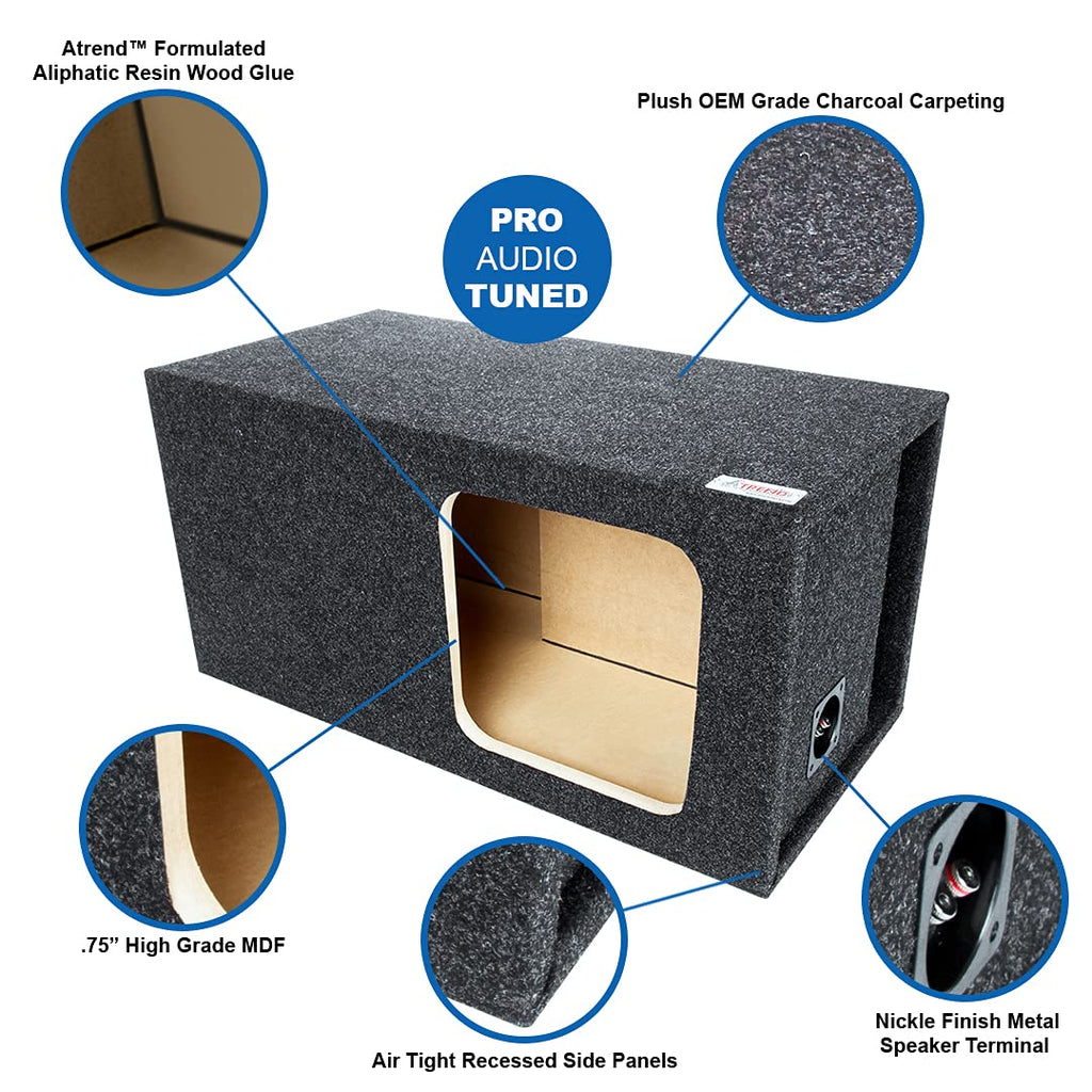 Atrend 15KSV 15" Single Vented Square Subwoofer Enclosure for Square Subwoofers (e.g. Kicker L5 and L7 Subwoofers)