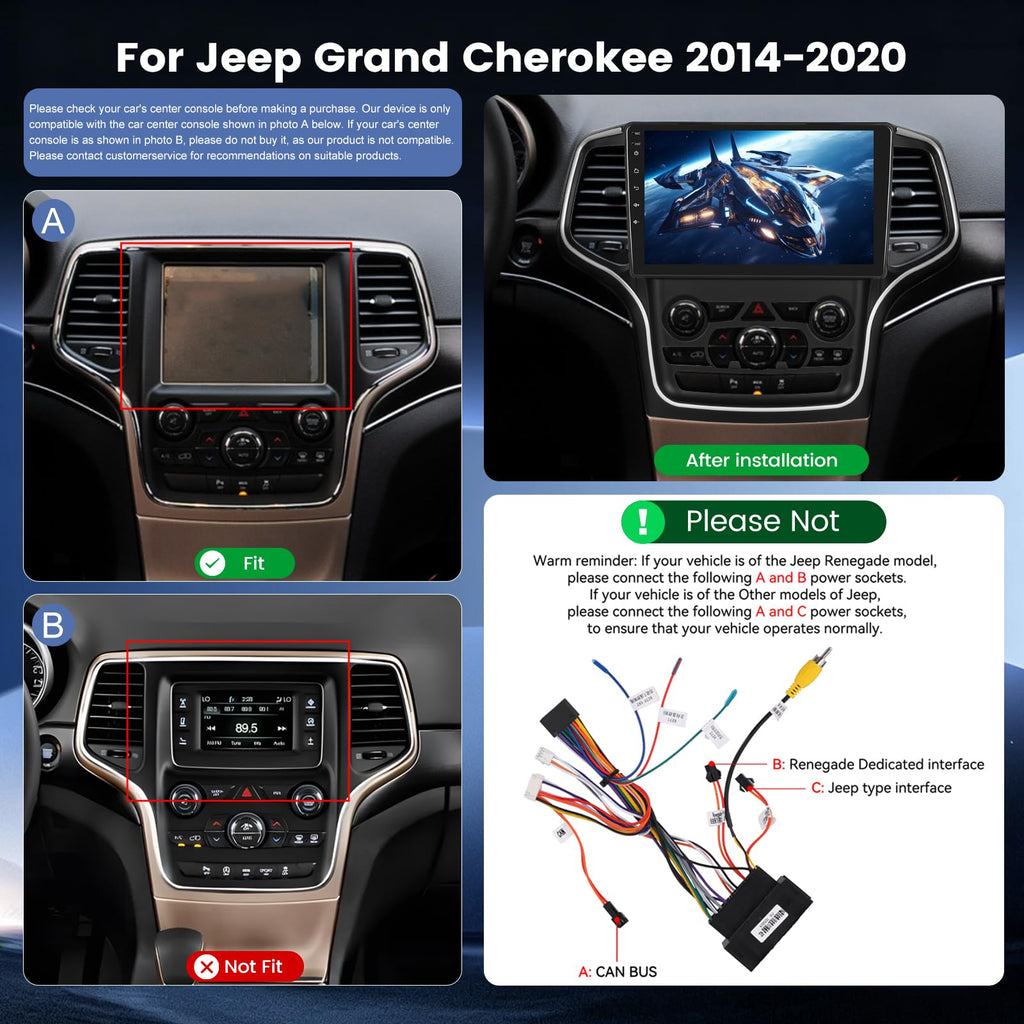 2+64G10.1 Android Radio for Jeep Grand Cherokee 2014-2020 for Big Screen
