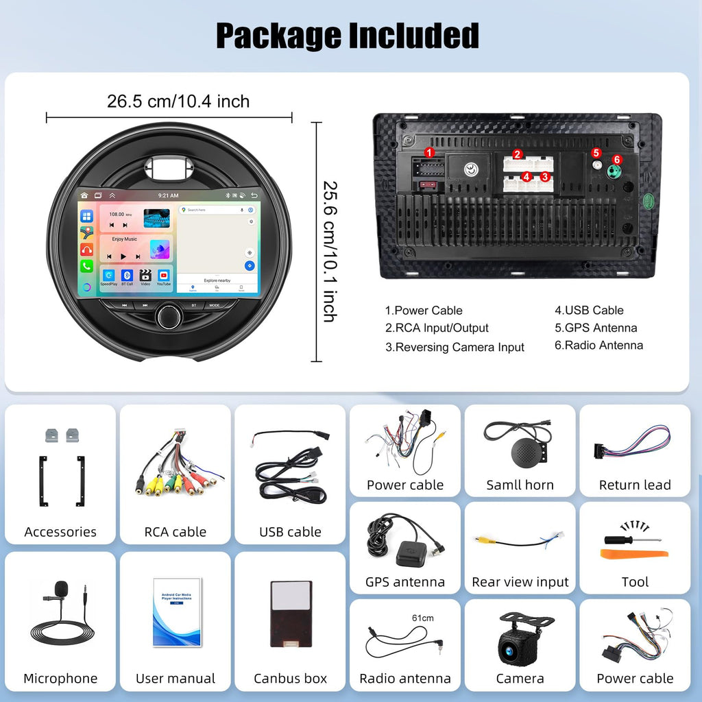 4G+64G Android 9'' Car Radio Stereo for BMW Mini Cooper F55 2014-2019