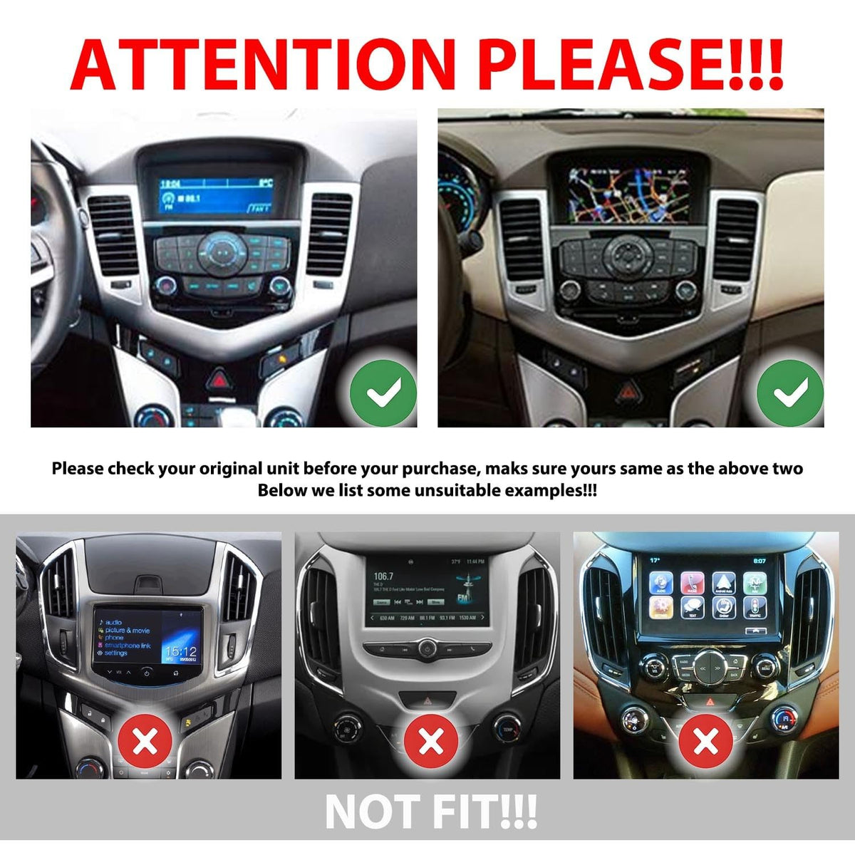 for Chevrolet Cruze 2008-2016 Display Knobs CarPlay/Android Auto Autoradio Android FM Radio Car Navigation Stereo Pad Player GPS 10.1" QLED Touch Screen BT WiFi 2 Din Headunit Tablet Quad Core 2G+64G