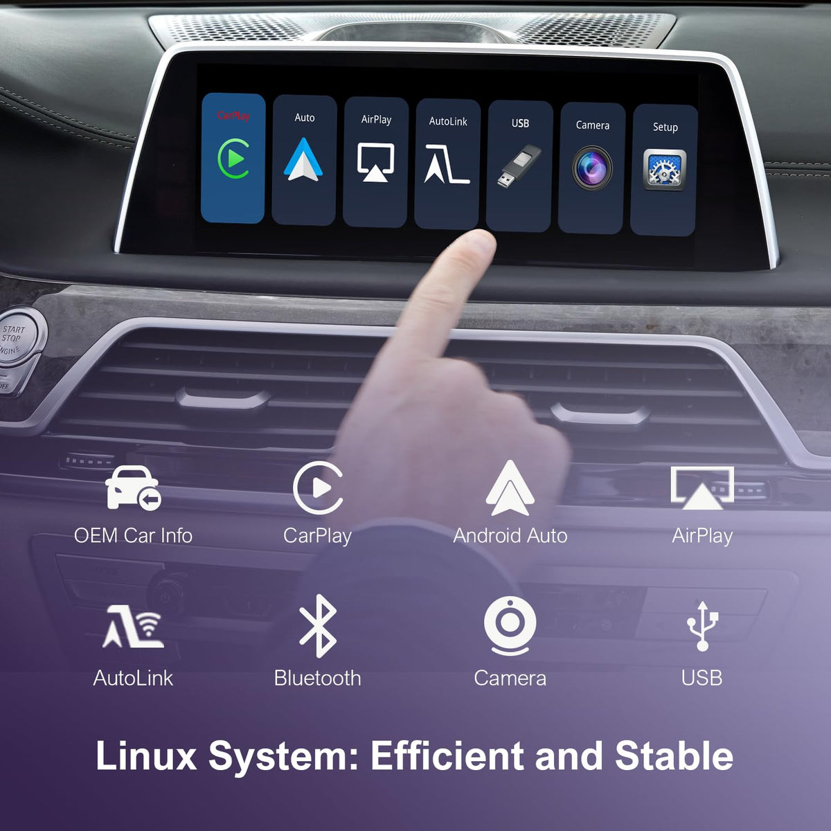 Wireless CarPlay Android Auto Interface Decoder for BMW EVO ID5/ID6 System