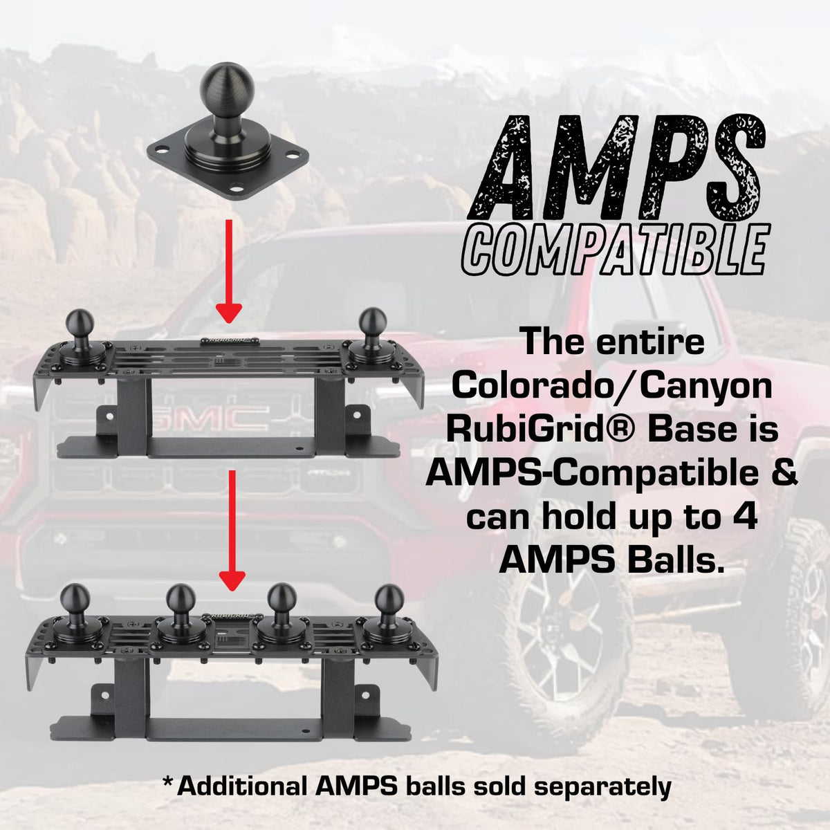 Bulletpoint RubiGrid Metal Dash Mount with 2 Phone Holders Bundle Compatible with 2023+ Chevrolet Colorado & GMC Canyon