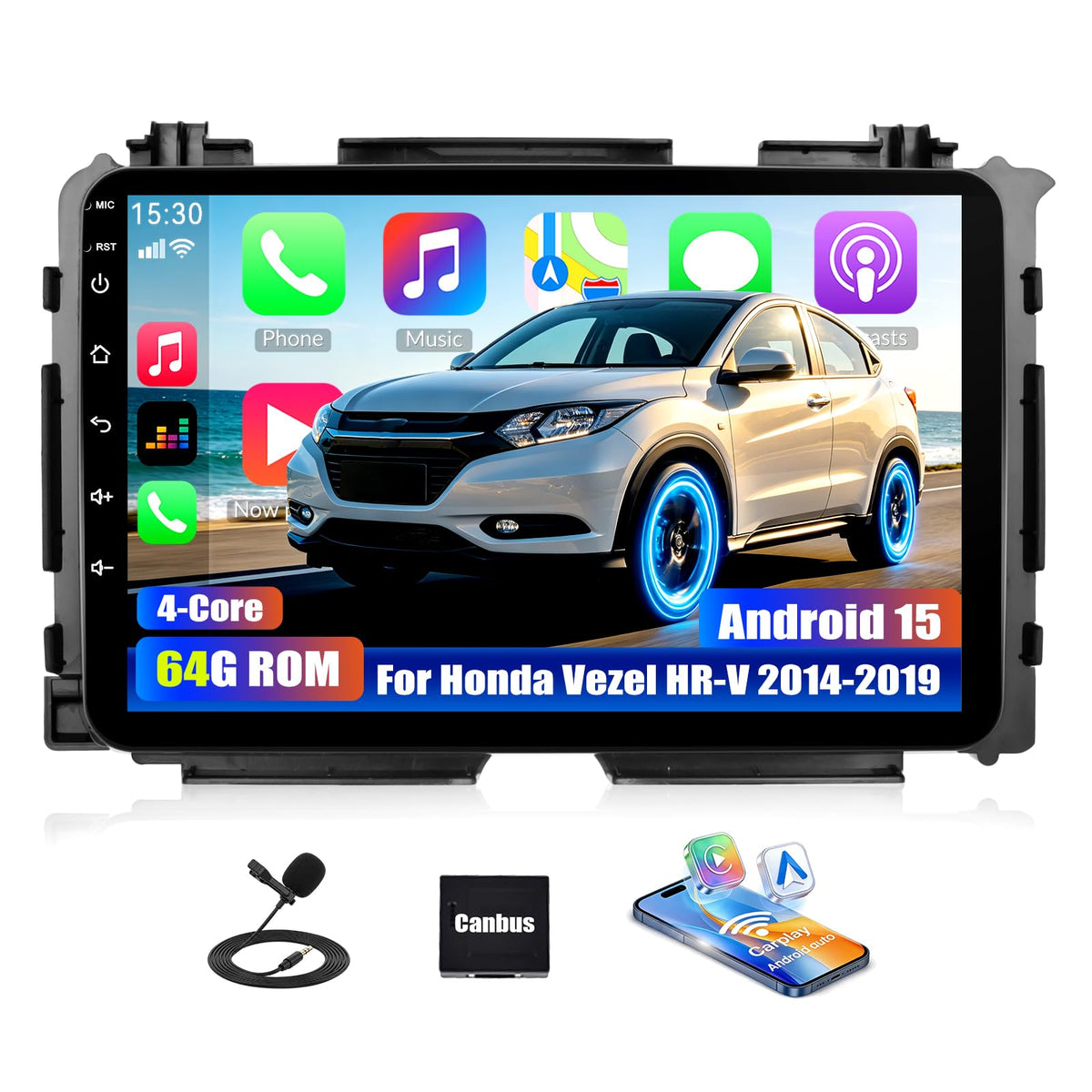 [4+64G] Android 15 for Honda Vezel HR-V 2014-2019 Car Stereo Radio