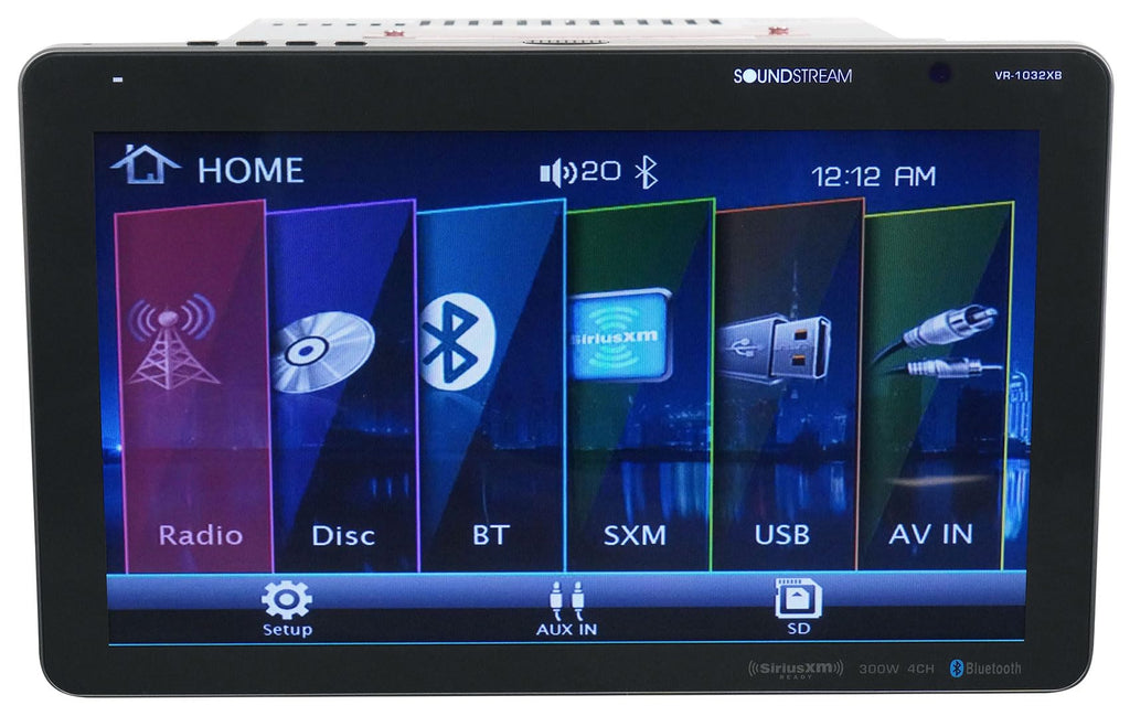 Soundstream VR-1032XB Double DIN SiriusXM Ready Bluetooth in-Dash DVD/CD/AM/FM Car Stereo Receiver with 10.3" Touchscreen