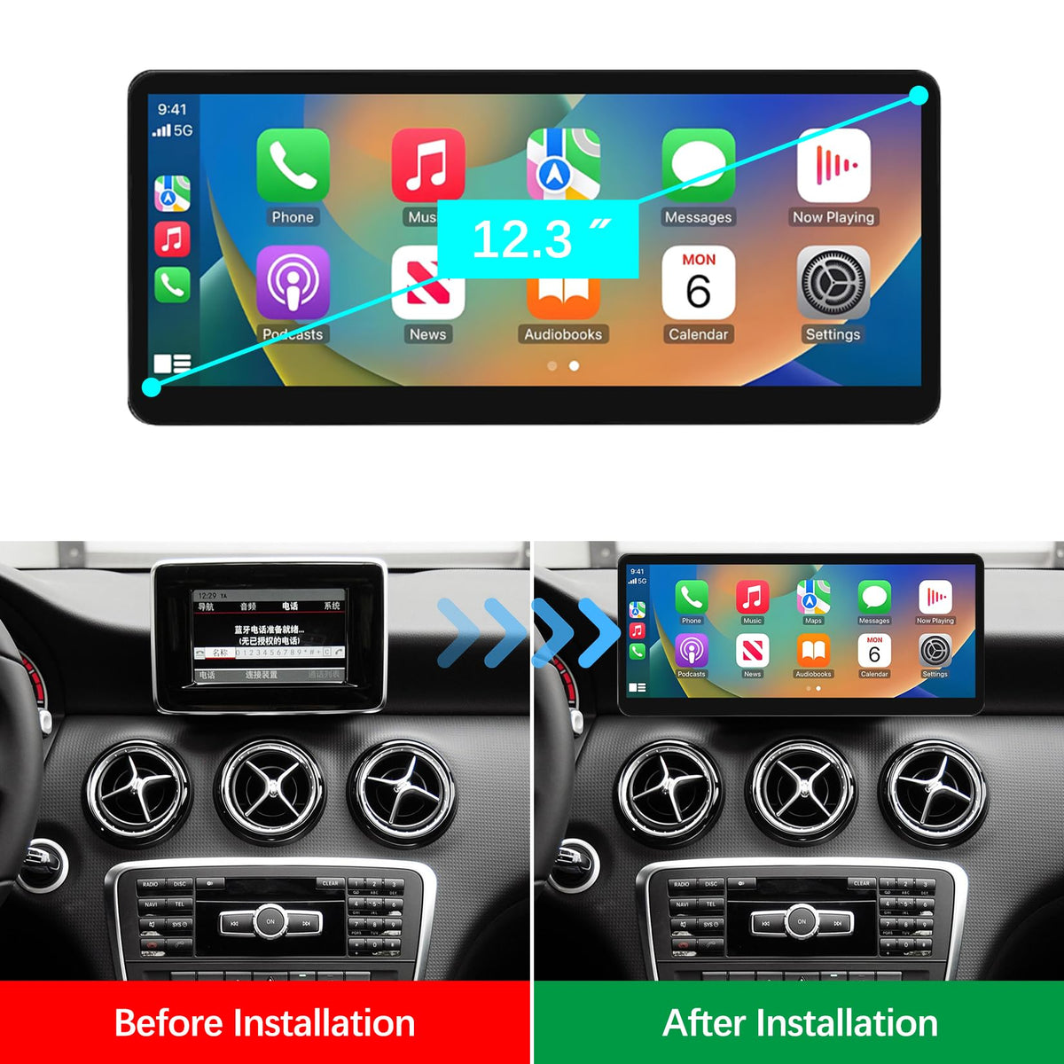 12.3" Wireless CarPlay Touchscreen for Mercedes-Benz GLA NTG 4.5