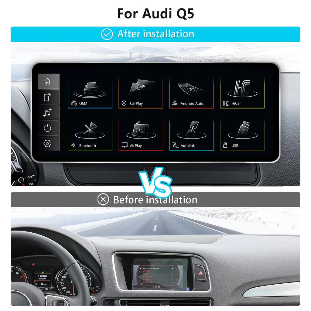 12.8" QLED CarPlay for Audi Q5 MMI 2G 2009-2017 Linux