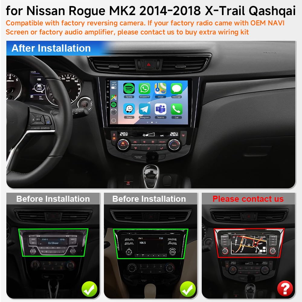 8Core 4+64GB Android 16 Car Stereo Radio for Nissan Rogue 2014-2018 X-Trail
