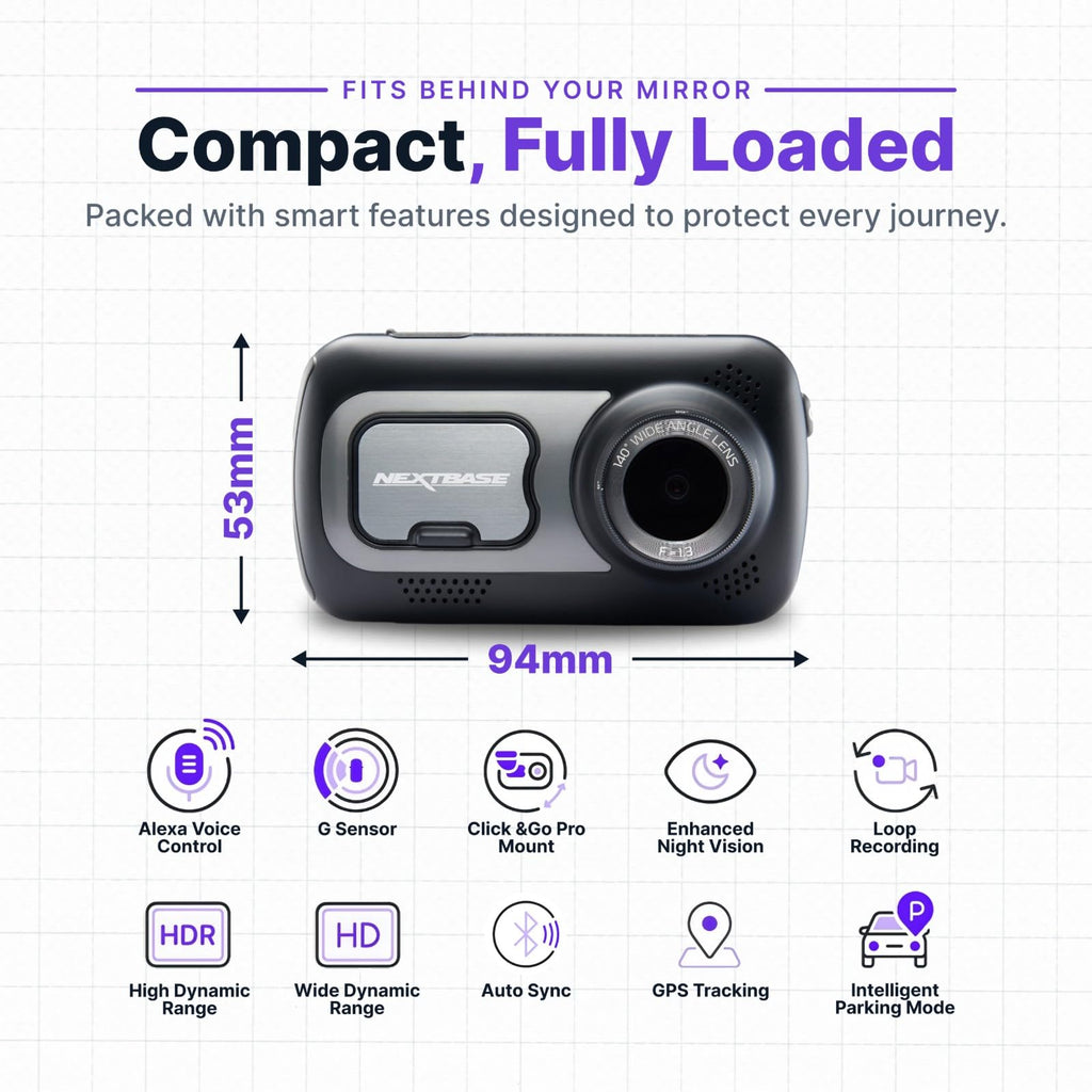 Nextbase 1440p HD Wi-Fi Dash Cam 522GW with Alexa…