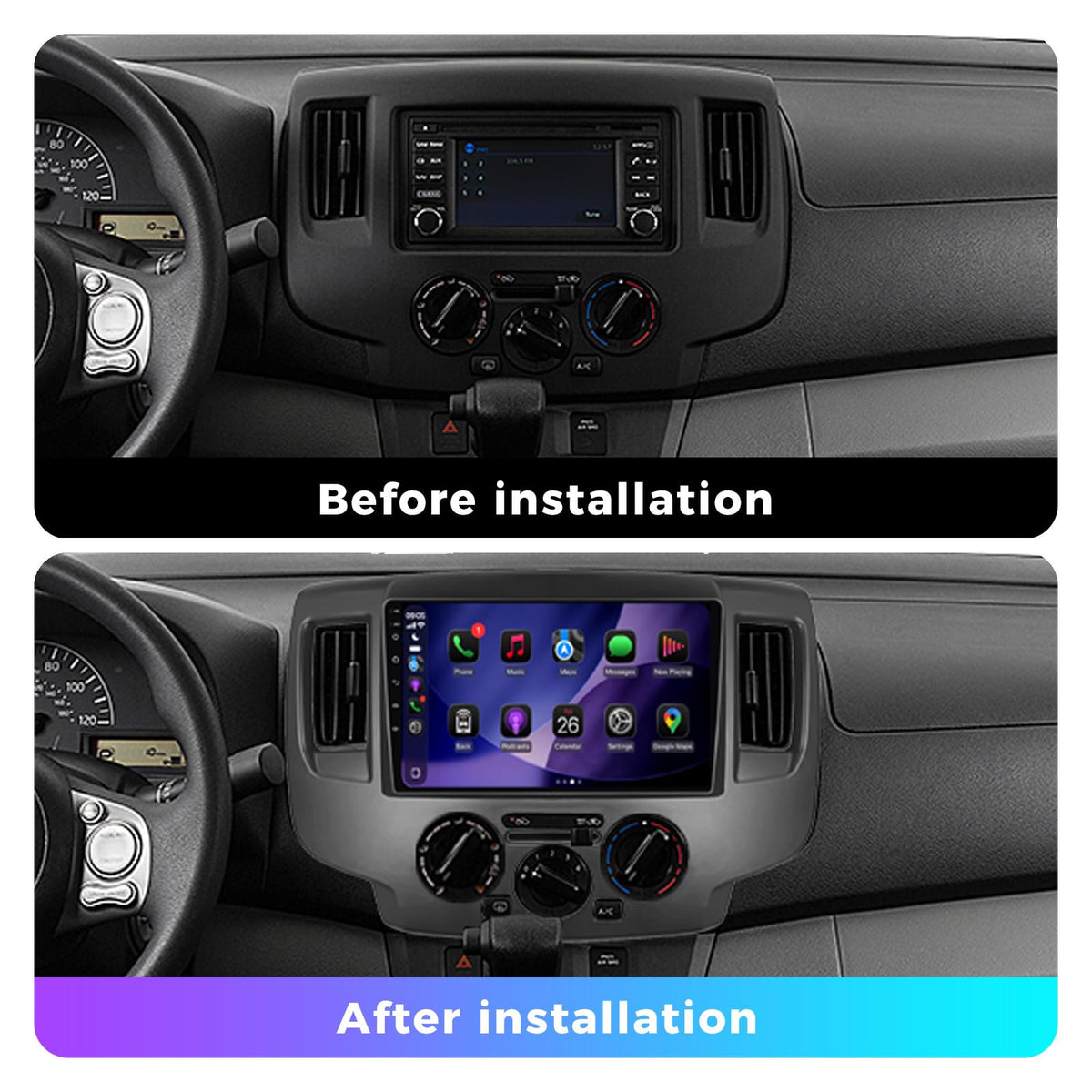 DUDUAUTO DUDU3 Car Radio for Nissan NV200/Chevy City Express 2014-2020 Stereo Update 8-Core 4+64GB 9" Carplay & Android Auto Head Unit w/Custom Wallpaper Layout Touch Screen for Navigation,Music