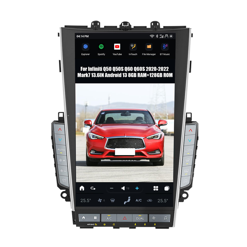 AuCar Mark 7 Android 13 Car Radio Head Unit for Infiniti Q50 Q50S Q60 Q60S 2020-2022, 13.6 Inch Car Multimedia Stereo Video Player GPS Navigation, Wireless Carplay & Android Auto, 8+256GB