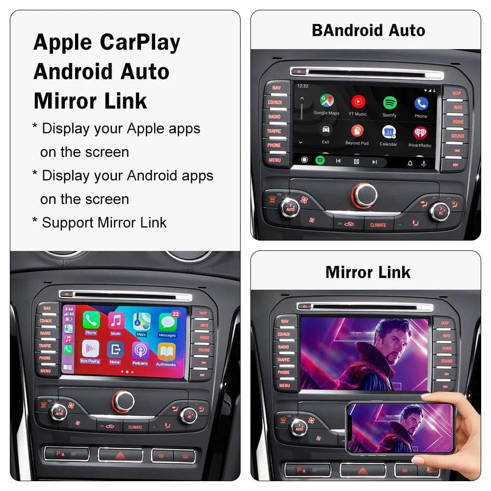 Wireless Carplay Android Auto for Ford 2013-2015 Year with Sync2 System, Wireless Carplay Retrofit Kit Decoder, Support Navigation, Siri, Camera