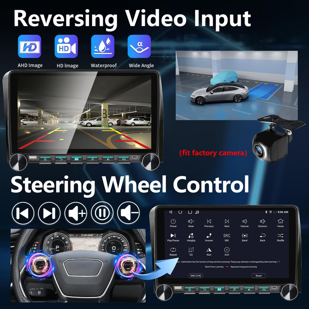 Car Radio Stereo for Toyota Tundra 2007 2008 2009 2010 2011 2012 2013 Toyota Sequoia 2008-2019, Wireless CarPlay Android Auto GPS Navi WiFi, Physical Button Volume Knob,Fit OEM Camera/SWC/JBL