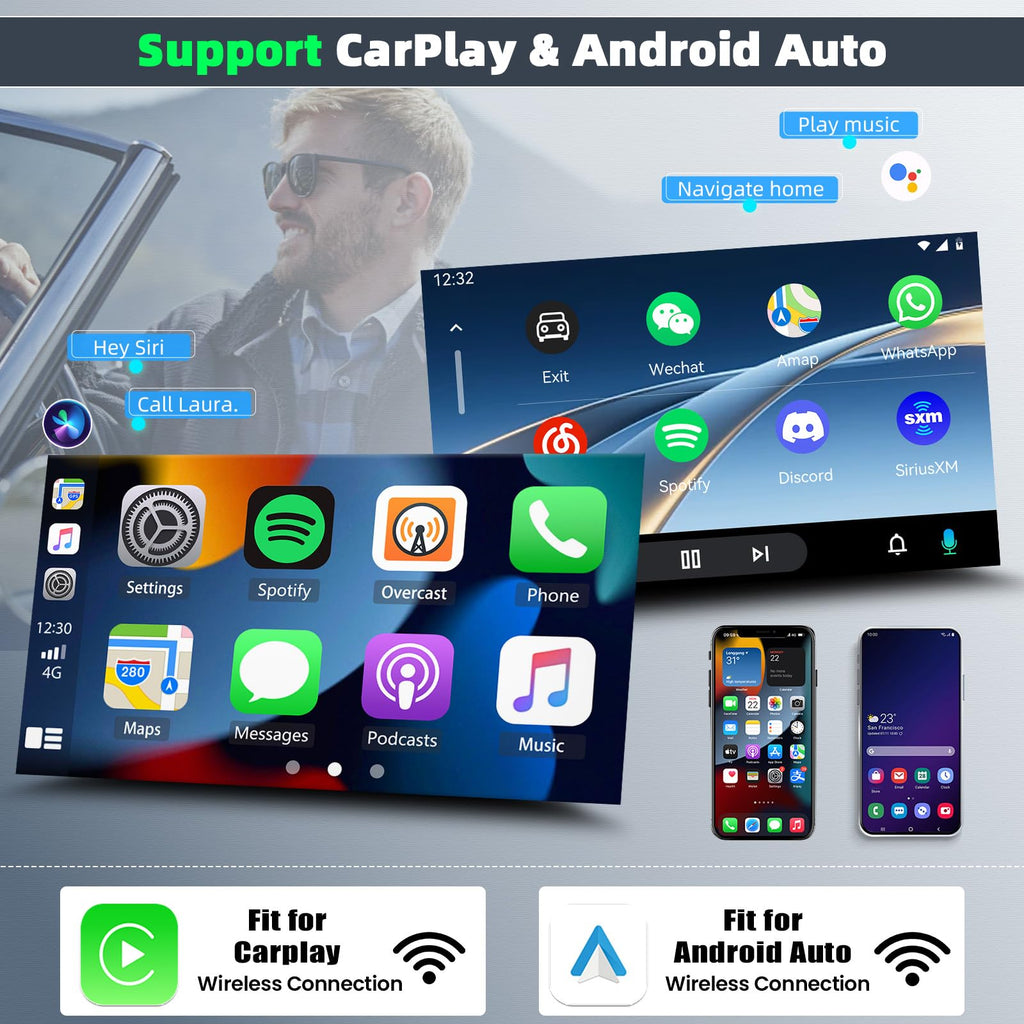 4Core 4+64G Car Stereo for Chevy Tahoe 2007-2014 Update 10 Inch Touch Screen Radio with Wireless Carplay Android Auto FM/RDS Bluetooth GPS SWC Backup Camera