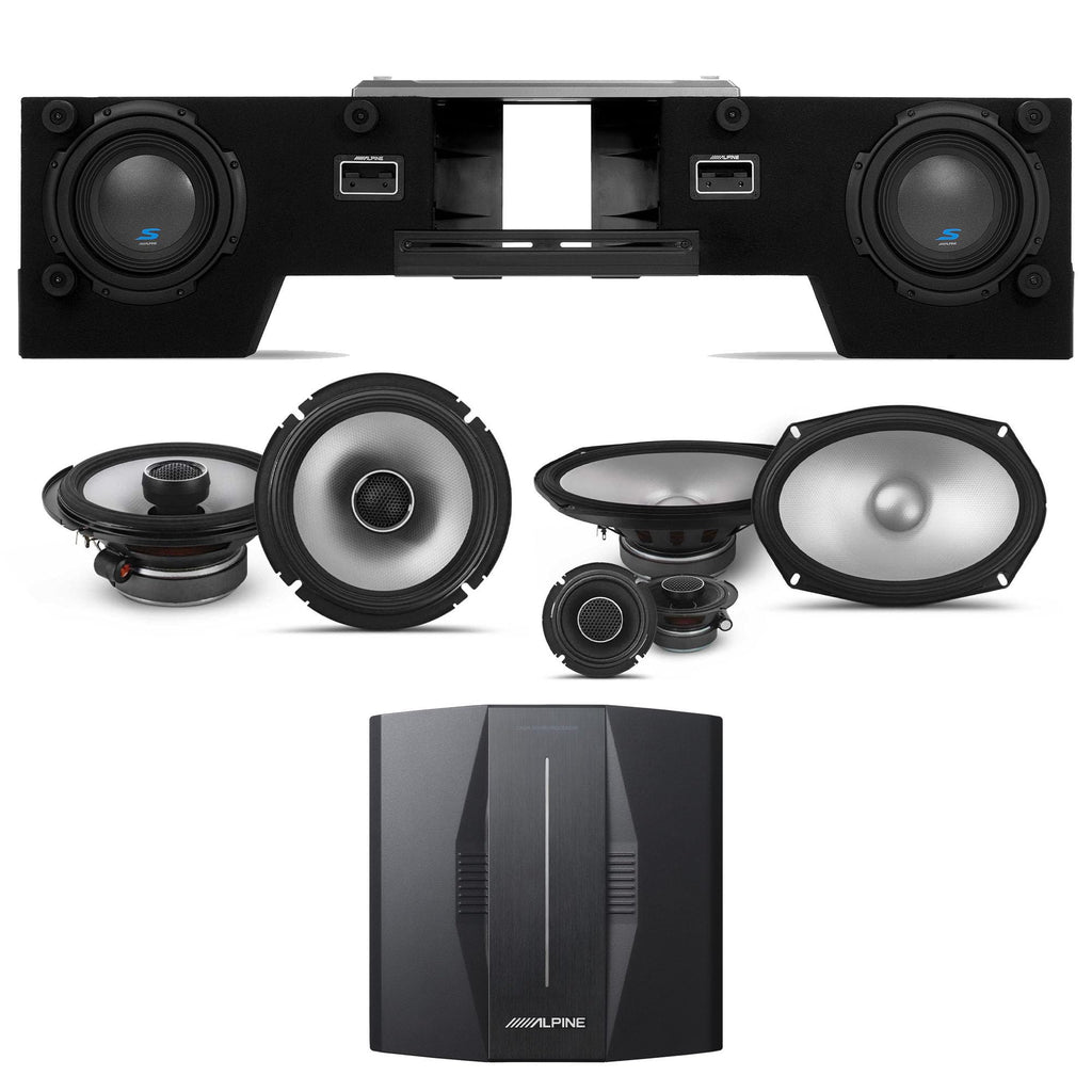 Alpine PXE-C80-88 OPTIM8 8-Channel Hi-Res Digital Sound Processor Amplifier w/S-DB8V-TRK Dual 8” Preloaded Truck Sub Enclosure & S2-S69C 6x9 & 65 6.5" Comp/Coaxial Bundle