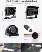 4 Channel 1080P Mobile Vehicle Truck Bus DVR Black Box Video Recorder Kit with 4pcs Waterproof Side Rear View Backup Night Vision Metal IR Car Camera 7" IPS Car Monitor (500GB SSD Included)