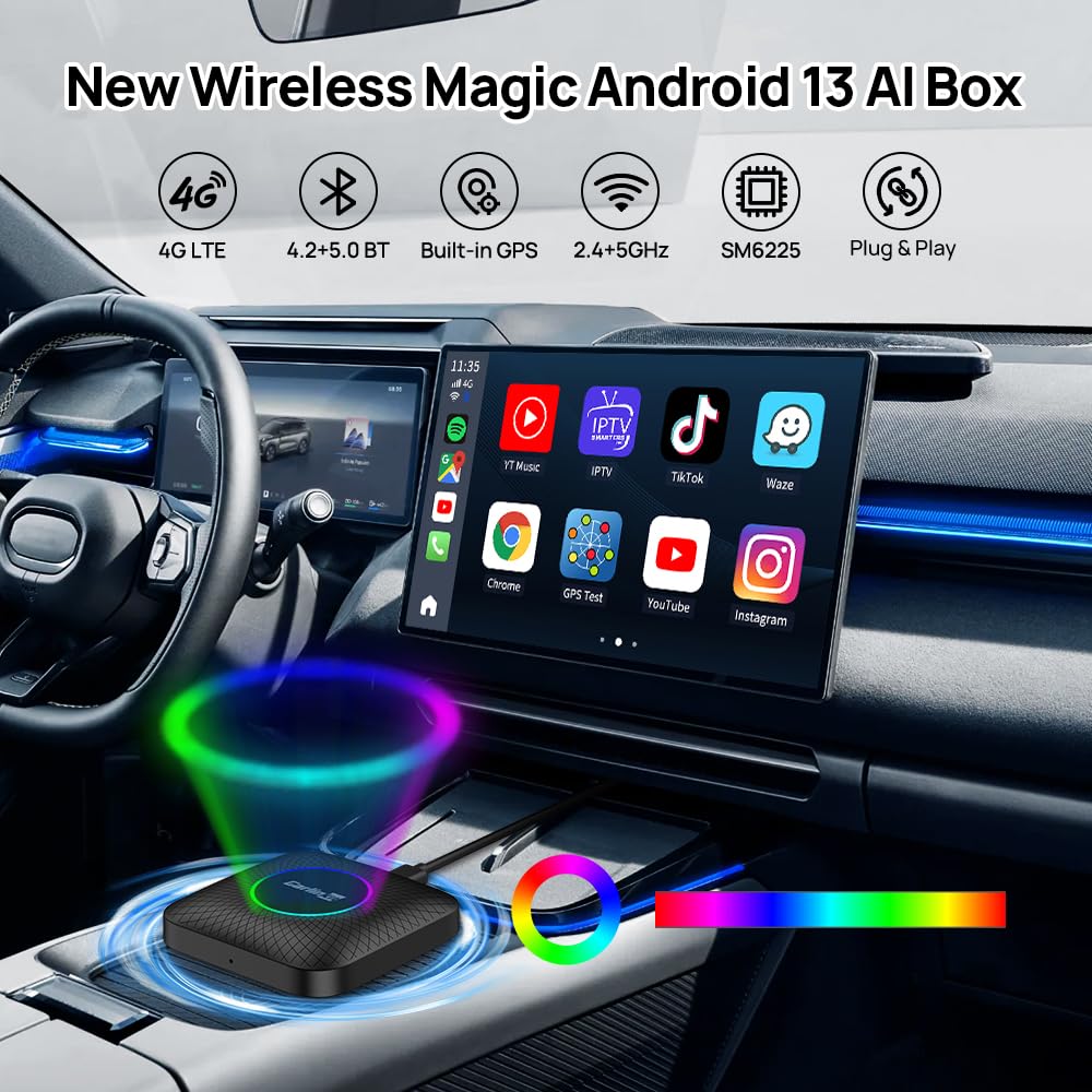 CarlinKit CarPlay AI Box Android 13 Adapter for OEM Wired Touchscreen Cars