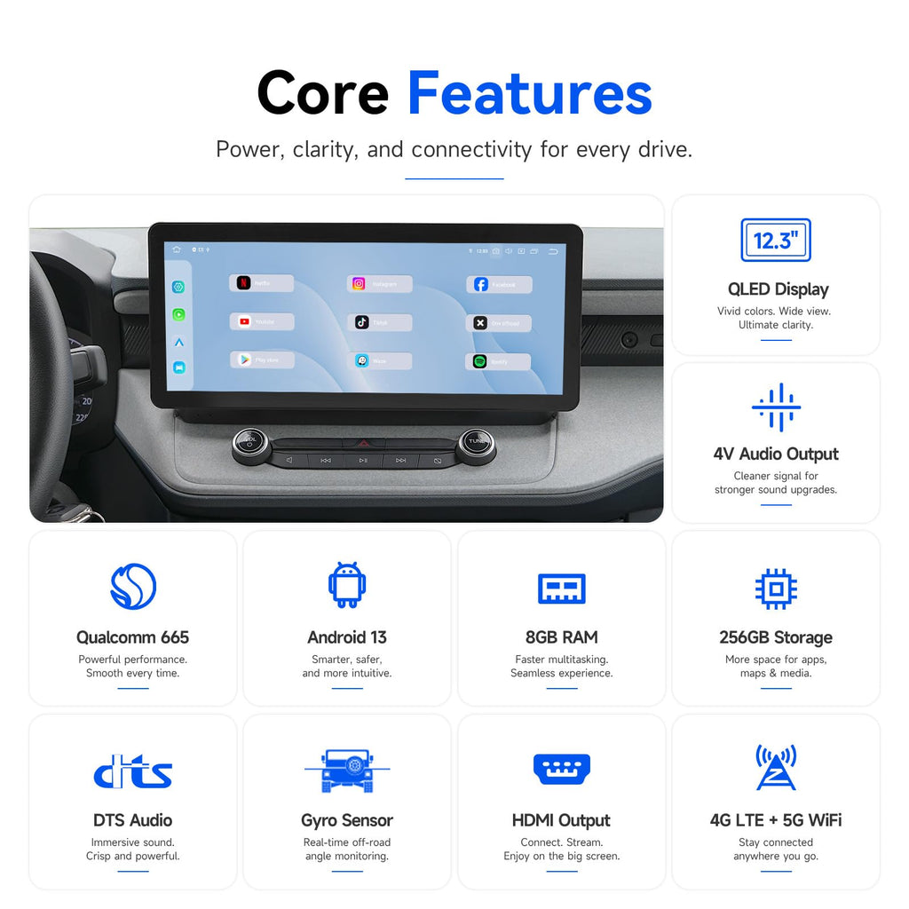 Dasaita 12.3'' Head Unit for Ford Maverick 2021-2023 Upgrade to 8GB+256GB