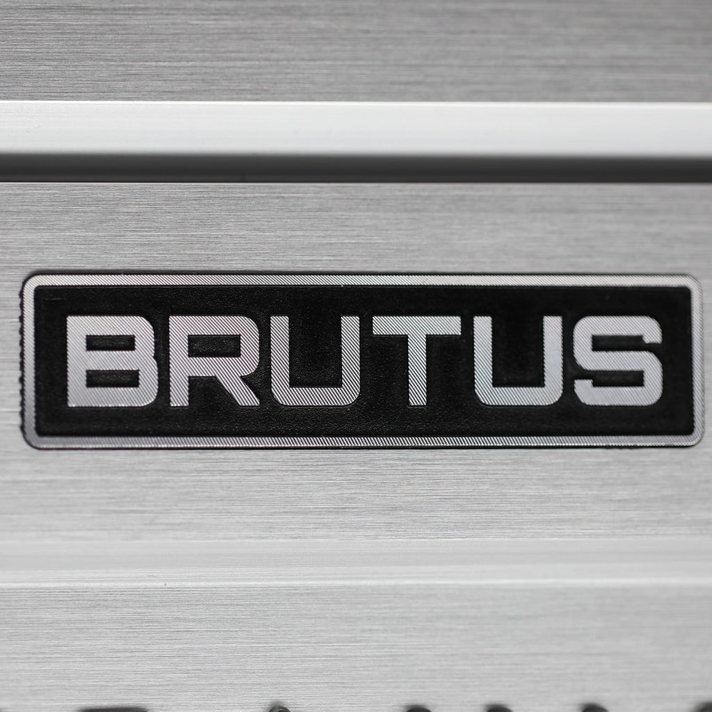 Hifonics Brutus BRL1200.4 car Audio Four Channel Amplifier Delivering 1200 watts RMS with a Built-in UV Meter and Intelligent Power Management System.