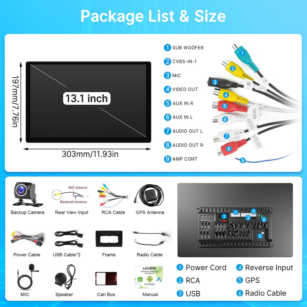 13.1" 2K Car Radio for Chevy Silverado 2007-2013 Tahoe GMC Sierra Yukon Wireless CarPlay Android Auto, Touch Screen Stereo with GPS Navigation 5G WiFi FM Bluetooth SWC+Backup Camera