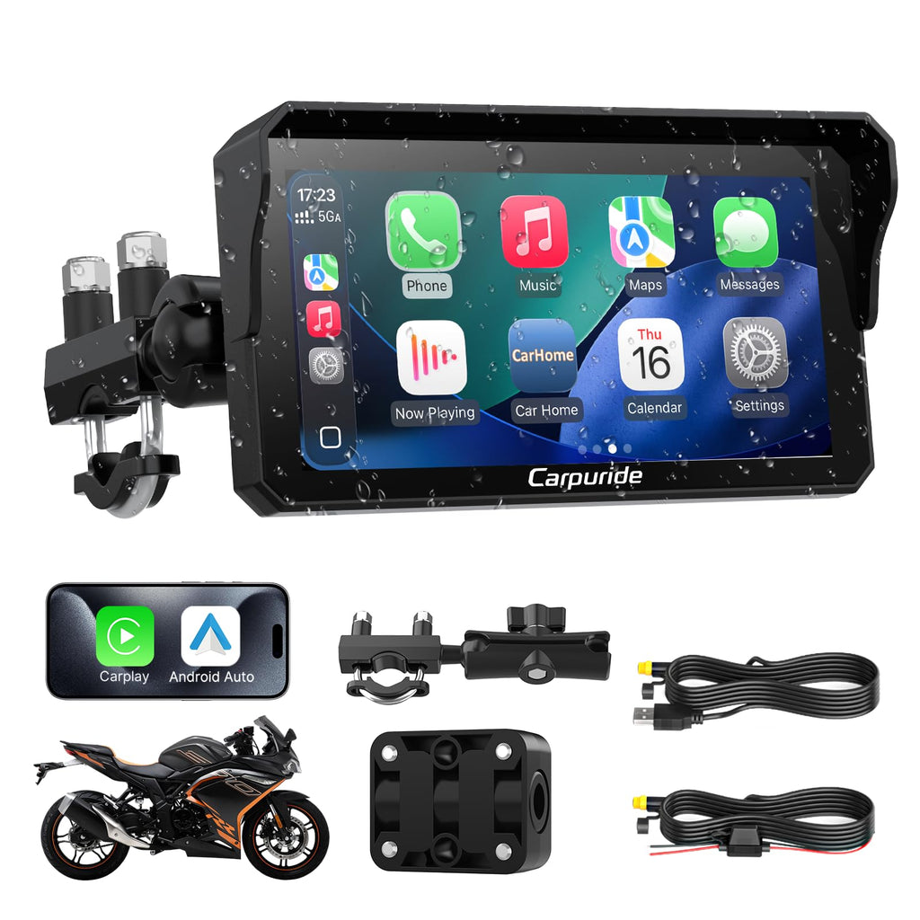 Carpuride W602PRO Motorcycle CarPlay & Android Auto - OTA Updates, Intercom