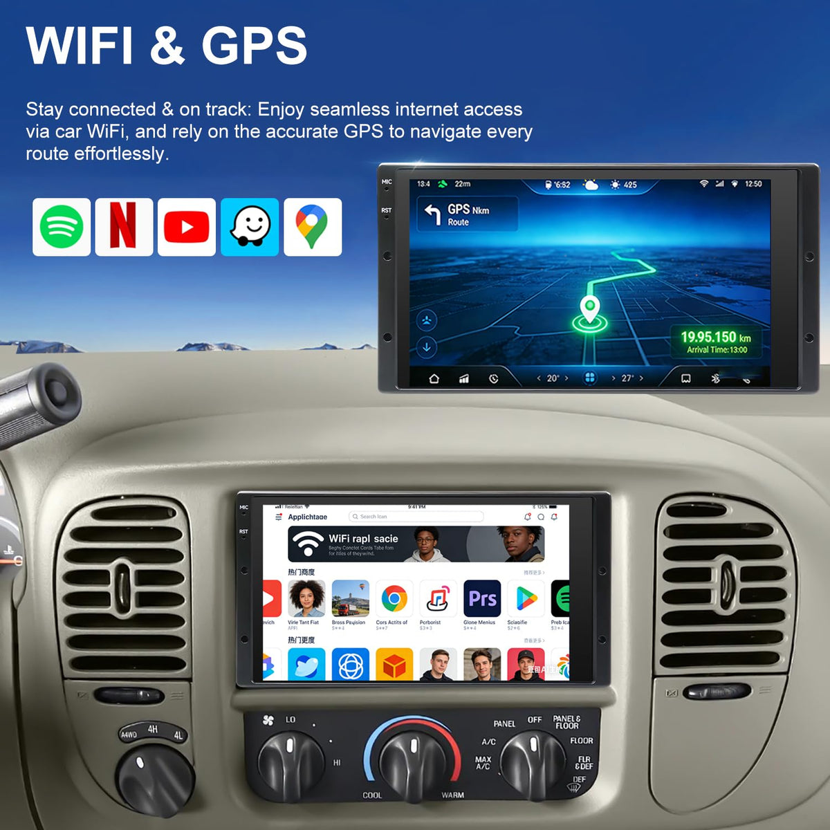 Upgrade Radio for Ford F150 1999-2003, F250/F350 1998-2004, Expedition 1999-2002, Explorer 1998-2001, 6.8 Inch Touch Screen Car Stereo Wireless Carplay Android Auto Bluetooth Backup Camera WiFi FM GPS