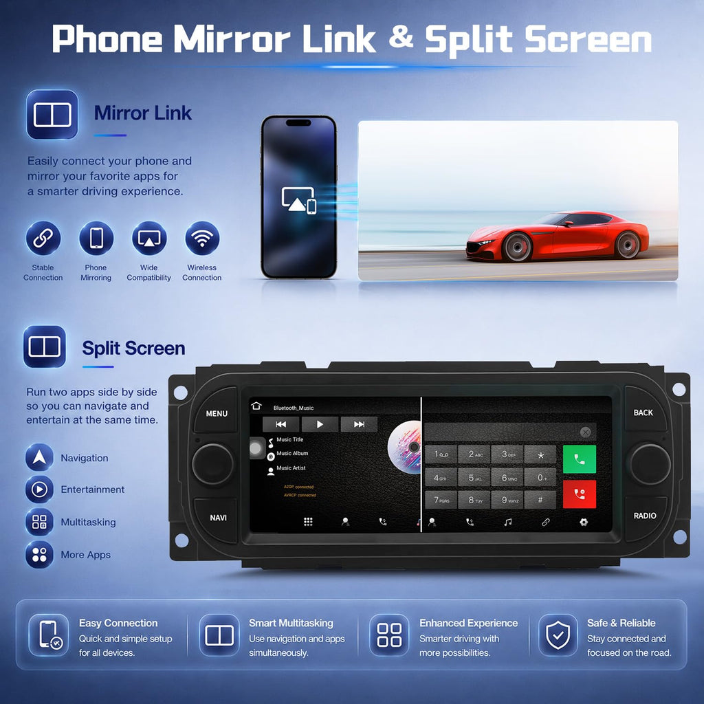 6.86 Inch Android 15 Car Stereo Radio for Dodge Stratus 2001-2006