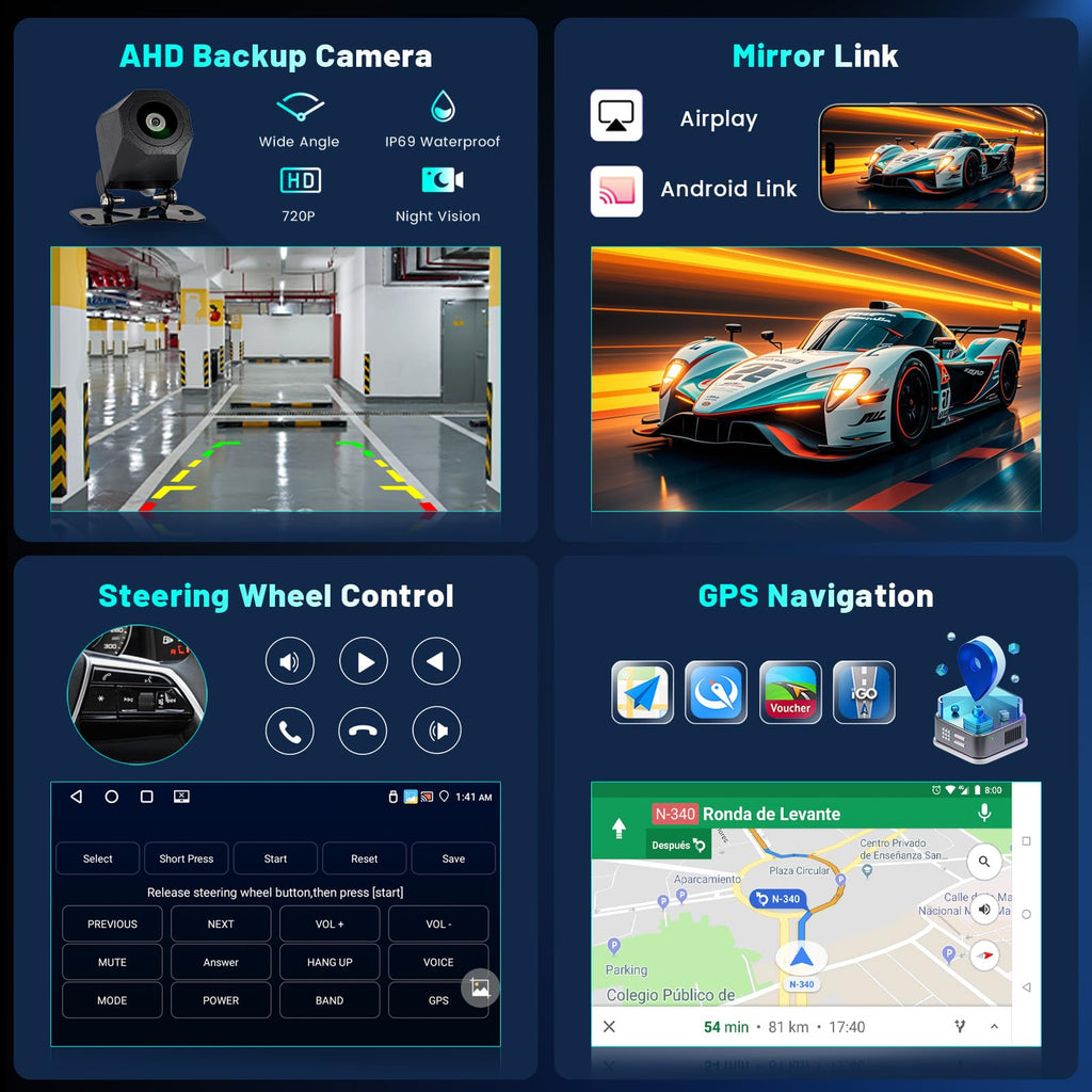 4+64G Android 15 Car Stereo for Jeep Liberty 2008-2012, 9 inch IPS 1280 * 720 Touch Screen Radio Wireless Apple Carplay Android Auto DSP 5G WiFi Bluetooth GPS FM RDS+Free AHD Backup Camera