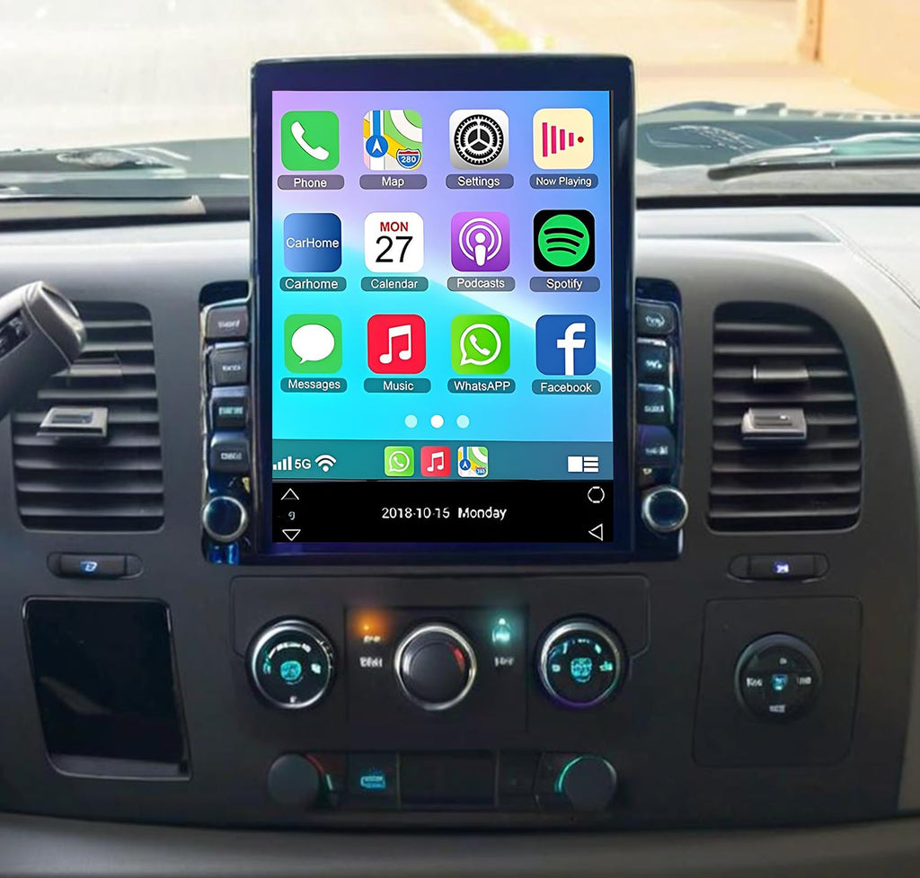 Car Stereo Radio for GMC Sierra 1500 2500 2007-2013 with Wireless Carplay & Android Auto,9.7 Inch Car Audio Receiver GPS Navigation Unit with Bluetooth Head Unit Backup Camera WiFi SWC- 2G+32G