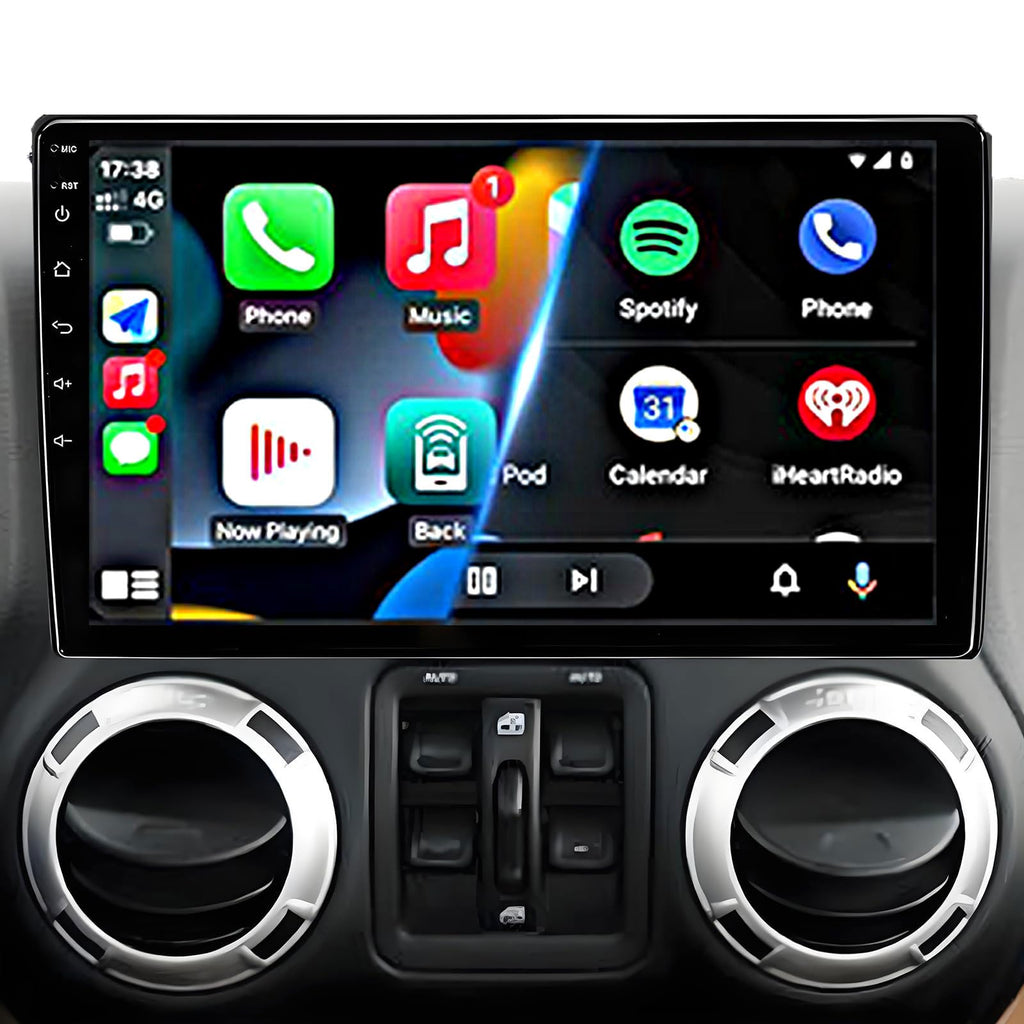 Android 14,8GB+128GB,Car Stereo Radio for Jeep Wrangler JK Compass Grand Cherokee Dodge Ram 1500, 10 inch QLED Touchscreen Support Wireless CarPlay Android Auto GPS Bluetooth FM SWC