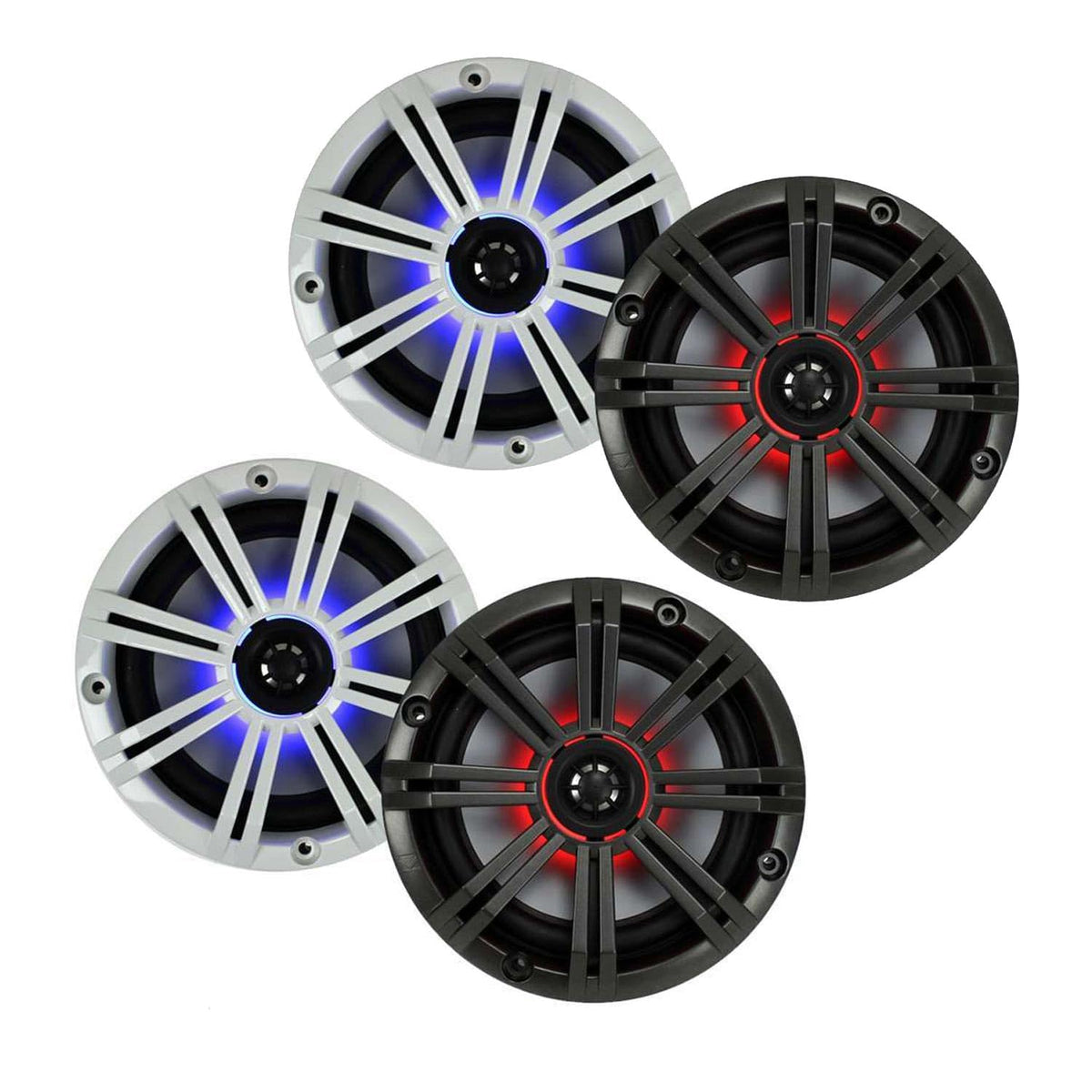 Kicker 8 Inch KM-Series Marine Speakers 41KM84LCW Bundle