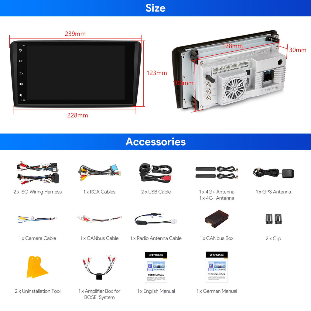 XTRONS Car Stereo for Audi A3 S3 RS3, Android 14 Qualcomm Octa Core 8GB+256GB Car Radio, 8 Inch IPS Touch Screen GPS Navigation for Car Bluetooth Head Unit Built-in DSP CarPlay Android Auto