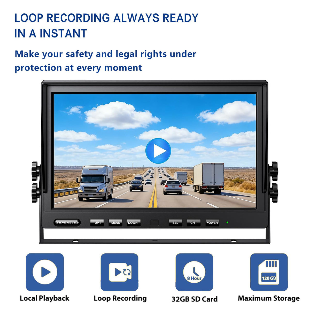 1080P Wireless Backup Camera System Kit with 10'' DVR 3 Split Monitor, IP69 Waterproof Digital Signal Record System 1 Rear 2 Side View Cameras for RV/Truck/Trailer/Camper—BW103SL