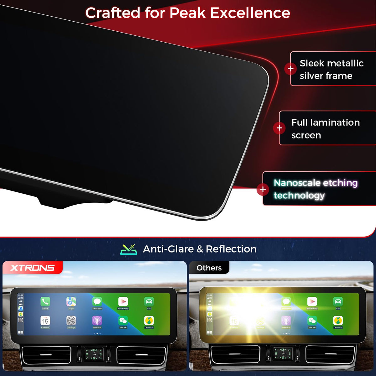 XTRONS 14.9 Inch Android 14 Car Stereo for Mercedes-Benz M-Class W166 GL-Class X166 2012-2015 NTG 4.5/4.7 System, 2K IPS Anti-Glare Touch Screen GPS Navigation Support Wireless CarPlay Android Auto 4G