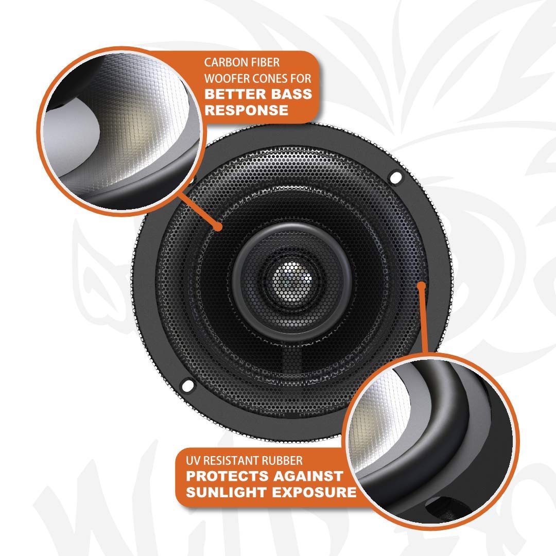 Wild Boar Audio WBC 1654 High Performance 6.5" Front Speakers with Grills (2 Pack), Fits 2014-2024 Harley-Davidson Motorcycles