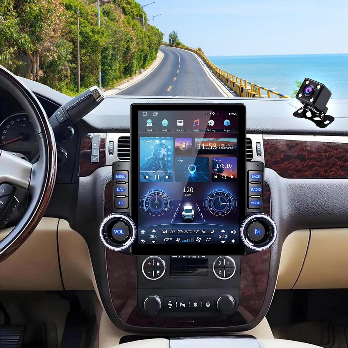 4Core 64G 9.7 Inch Android 14 Car Radio Stereo for Chevy Tahoe 2007-2014