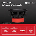 MB Quart Reference 12 Inch 2000W 4 Ohm DVC Car Audio Subwoofer