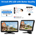 Wired Backup Camera System with 10.1" Touch Monitor, 4 HD 1080P Rear View& Side View Cameras, 4 Split Screen, Night Vision, IP68 Waterproof Back up Camera for Truck/RV/Trailer/Bus/Tractor..