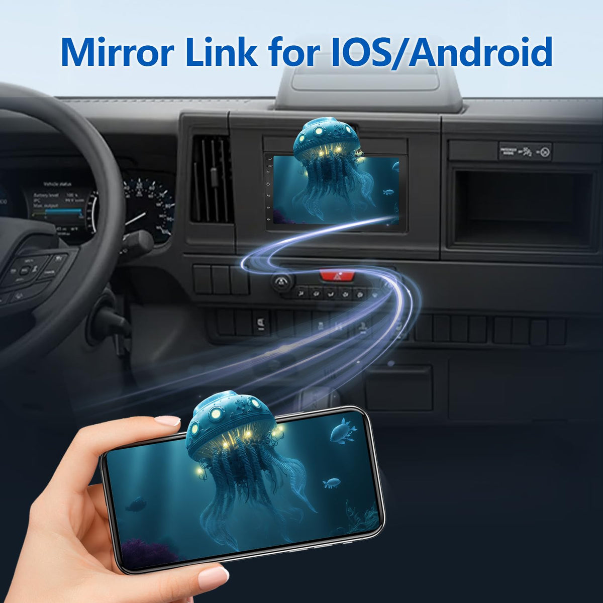 Android 14 Car Stereo Radio Fit for 2009-2020 Isuzu N Series (NNR/NPR/NPS/NQR) Truck 7 HD Touchscreen Wireless Car-Play Android Auto Bluetooth Stereo w/Backup Cam+Mic | GPS | WiFi | FM | 4+64G
