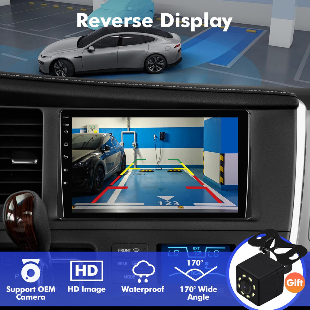 9 Inch IPS Touchscreen Android 13 Car Stereo for Toyota Sienna 2015-2018 with Wireless CarPlay & Android Auto 4+64GB Car Radio, Support GPS, WiFi 6, Bluetooth,5.4, FM, Backup Camera, SWC, Dual USB