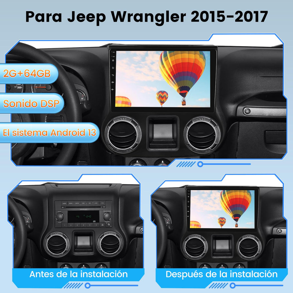 NHOPEEW 2+64G 10.1 inch Android Stereo for Jeep Wrangler 2015 2016 2017