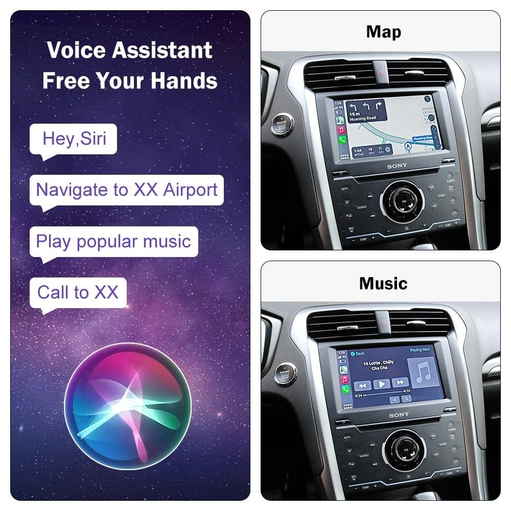CARabc Wireless Carplay & Android Auto for Ford 2013-2015 Year with Sync2 System, Support Mirrorlink, Navigation, Siri, Camera, USB, CarPlay Retrofit Kit Decoder (Yellow)