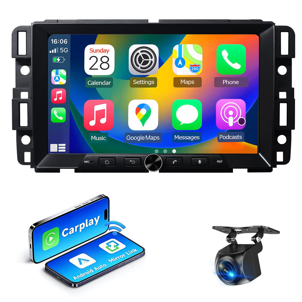 Car Stereo Radio for Chevrolet Silverado Tahoe GMC Sierra Yukon 2007-2013, 8inch Android 13 Touchscreen with Wireless Carplay Android Auto GPS Navigation AM FM AHD Backup Camera(4G+64G)