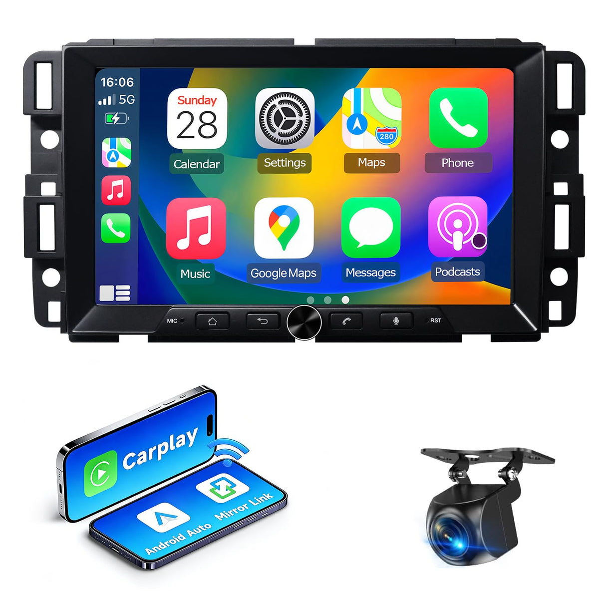 Car Stereo Radio for Chevrolet Silverado Tahoe GMC Sierra Yukon 2007-2013, 8inch Android 13 Touchscreen with Wireless Carplay Android Auto GPS Navigation AM FM AHD Backup Camera(4G+64G)