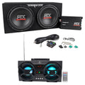 Audiosavings Bundle: Terminator TNP212D2 1200 Watt 2 Ohm Dual 12 Subwoofers/Sub Box/Amp Package Bundle with Free Dual 4" 30w Bluetooth Boombox Speaker w/USB, SD, LED+Remote (2 Items)