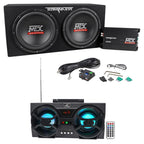 Audiosavings Bundle: Terminator TNP212D2 1200 Watt 2 Ohm Dual 12 Subwoofers/Sub Box/Amp Package Bundle with Free Dual 4" 30w Bluetooth Boombox Speaker w/USB, SD, LED+Remote (2 Items)