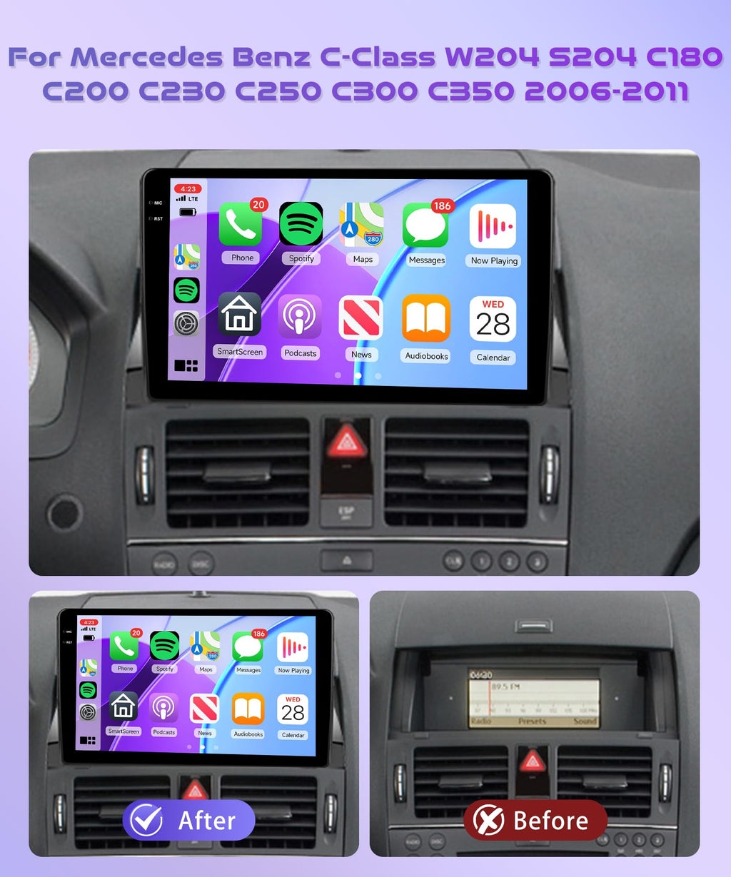 4G+128G Rimoody Car Radio Stereo for Mercedes Benz C-Class C300 C350 W204