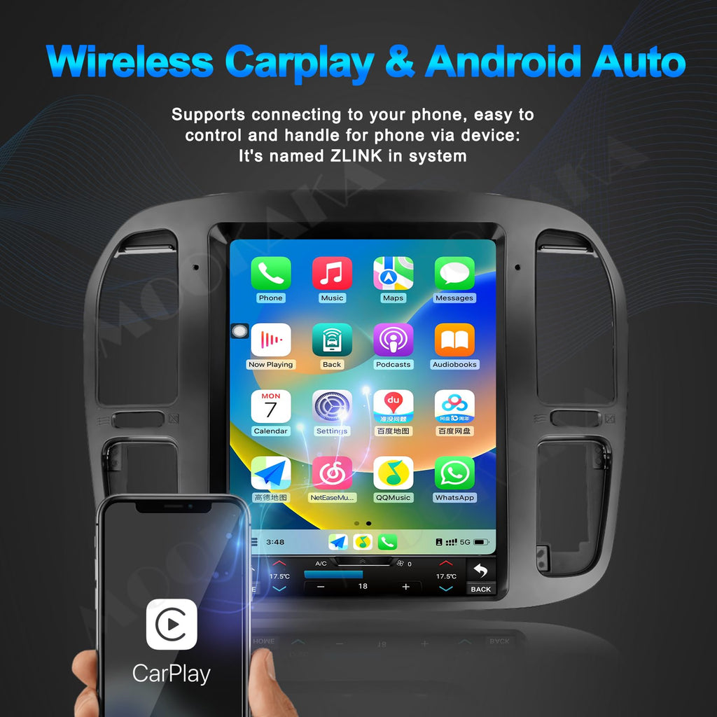 Android 13 Car Stereo GPS Navigation for Toyota Land Cruiser LC100 1998-2002/for Lexus LX470 Radio Replacement Tesla Style Dash IPS Touch Screen Head Unit Multimedia Player Carplay DSP (4-64GB)
