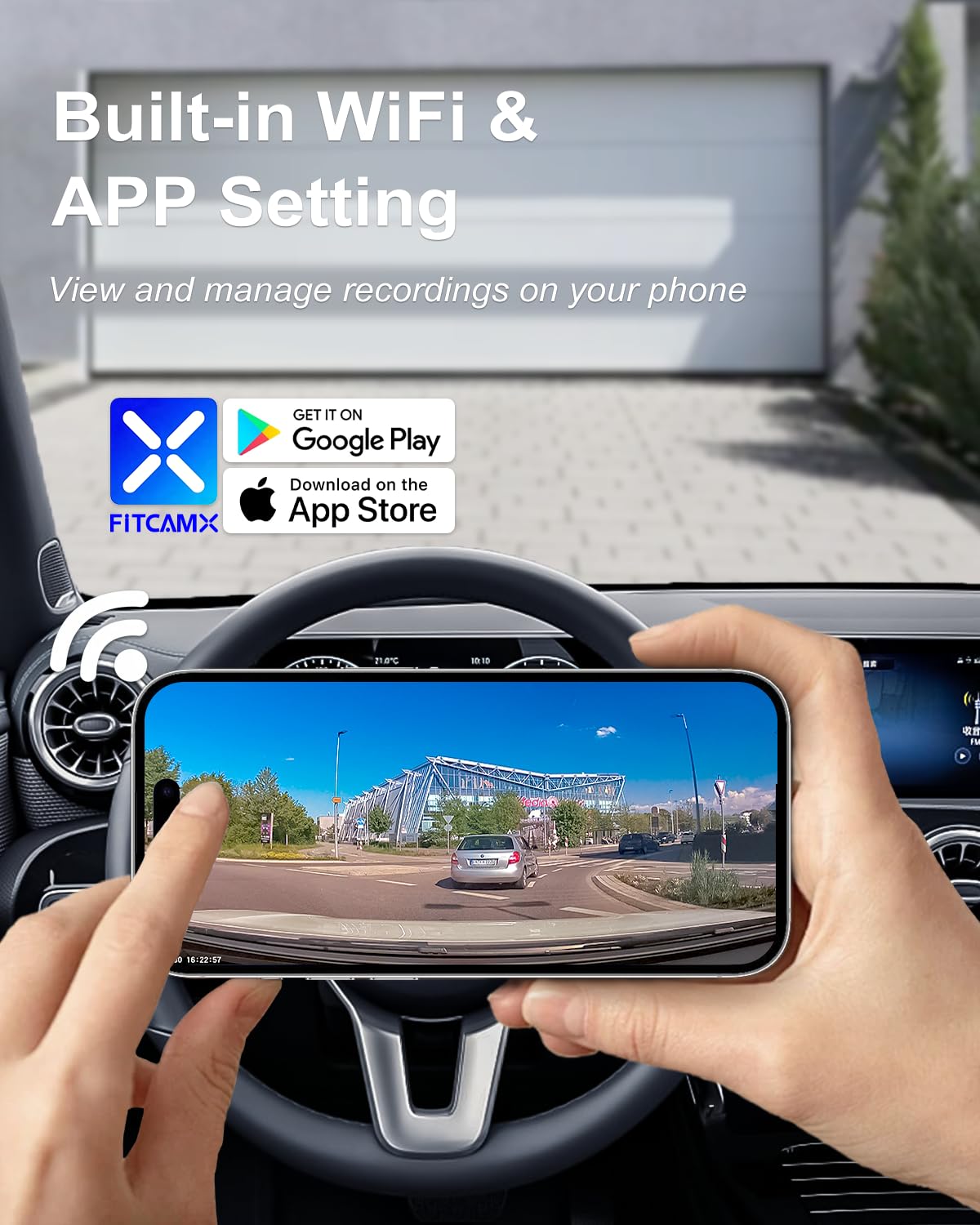 Fitcamx Front 4K+Rear 1080P Dash Cam Adapts for Hyundai IONIQ 5 2022-2024, Has 6 Vents (contained 2 Cables), OEM Look, 2 Way HD Video, WiFi & APP, Loop Recording, G-Sensor, Easy to Set, 128GB Card