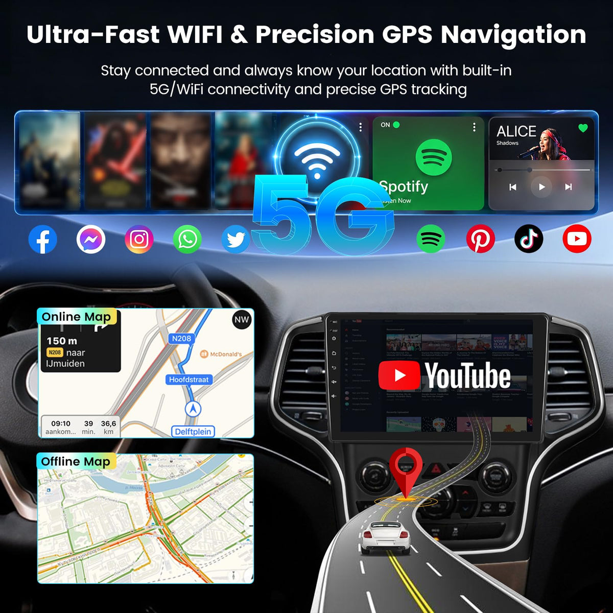 2+64G10.1 Android Radio for Jeep Grand Cherokee 2014-2020 for Big Screen